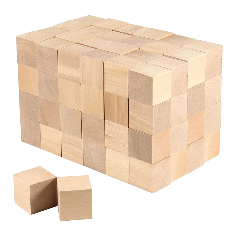 24pcs 4cm Wooden Blocks for Crafts, Unfinished Wood Cubes Natural Blank Block for Art DIY Craft Baby Shower