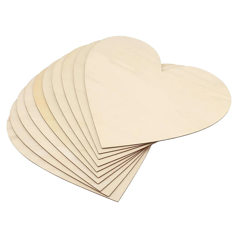 30pcs 15cm Wooden Heart Cutouts, Unfinished Blank Heart Shape Wood Slices Ornament Sign for Wedding Home DIY Crafts Decor